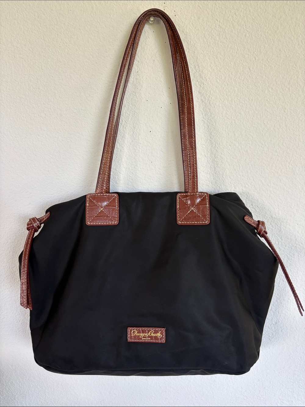 Dooney & Bourke Black Nylon & Croc-Embossed Leather